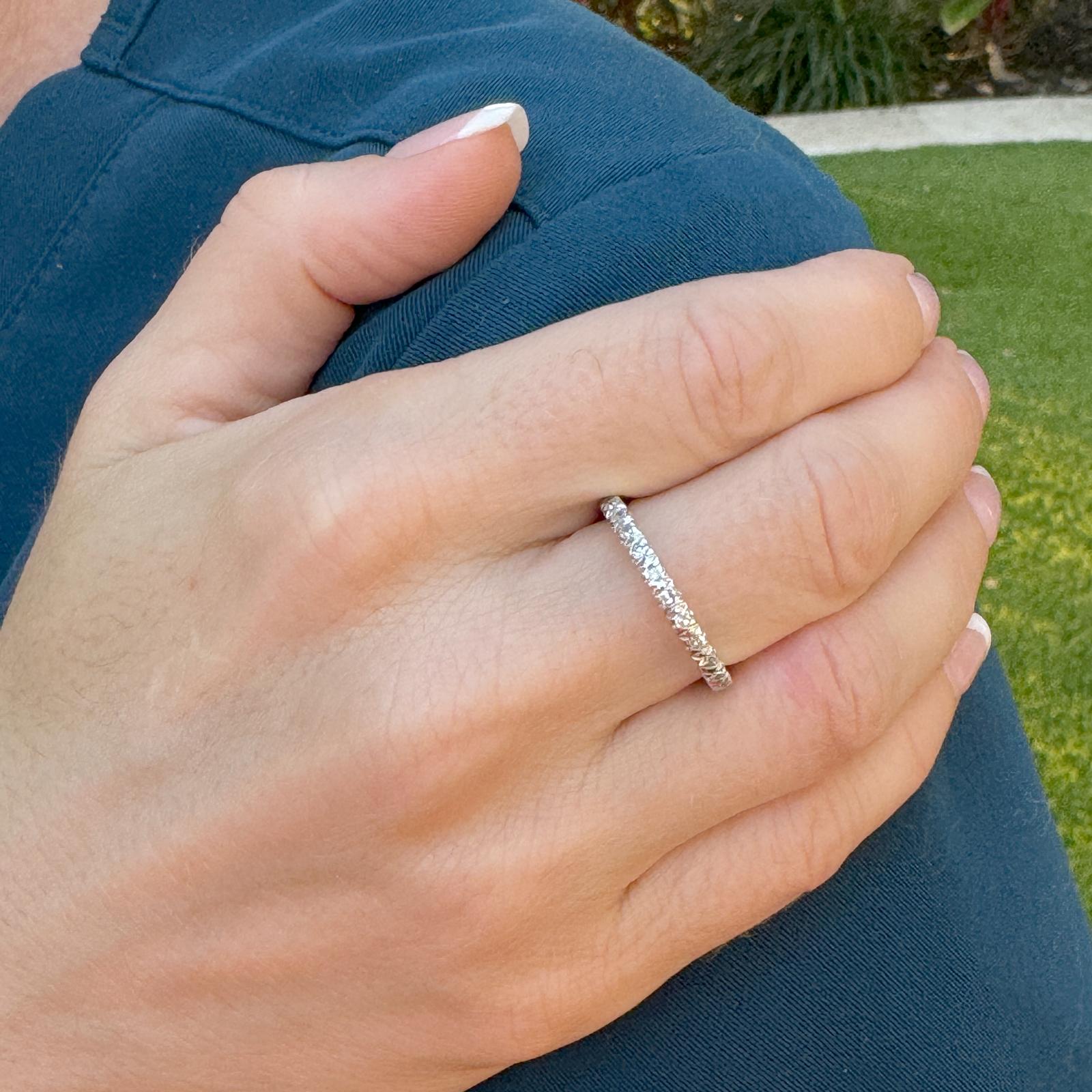 Diamond 14 Karat White Gold Eternity Wedding Band Ring Size 8.5