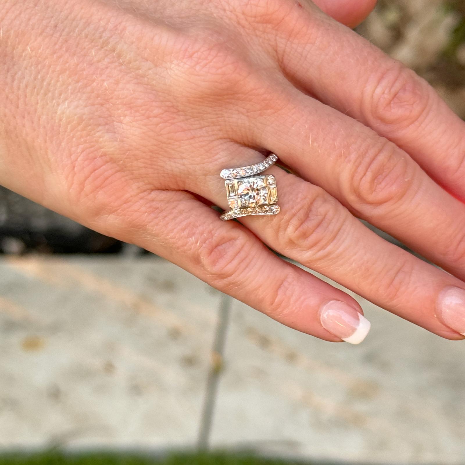 1940's Diamond Vintage Bypass Ring