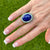 Lapis Lazuli Emerald  Diamond 18 Karat White Gold Vintage Cocktail Ring