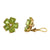 Diamond & Green Quartz 18 Karat Yellow Gold Floral Earclip Earrings