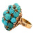 1960's 18 Karat Yellow Gold Turquoise Gemstone Cushion Shape Vintage Ring