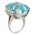 Emerald Cut Aquamarine Diamond 18 Karat White Gold Cocktail Ring