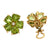 Diamond & Green Quartz 18 Karat Yellow Gold Floral Earclip Earrings