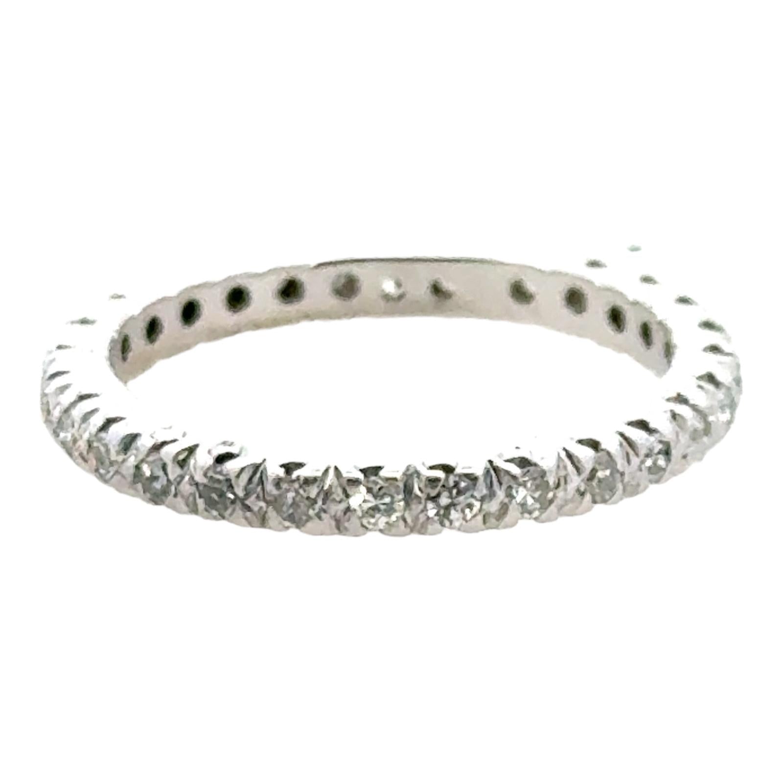 Diamond 14 Karat White Gold Eternity Wedding Band Size 8.5