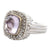 Checkerboard Faceted Lavender Quartz  Diamond 14 Karat White Gold Ring Modern