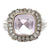 Checkerboard Faceted Lavender Quartz  Diamond 14 Karat White Gold Ring Modern