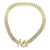 Italian Three Row 14 Karat Yellow Gold Flat Link Necklace Ruby Gemstone Accents