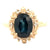 Oval Natural Blue Sapphire Diamond 14 Karat Yellow Gold Cocktail Ring