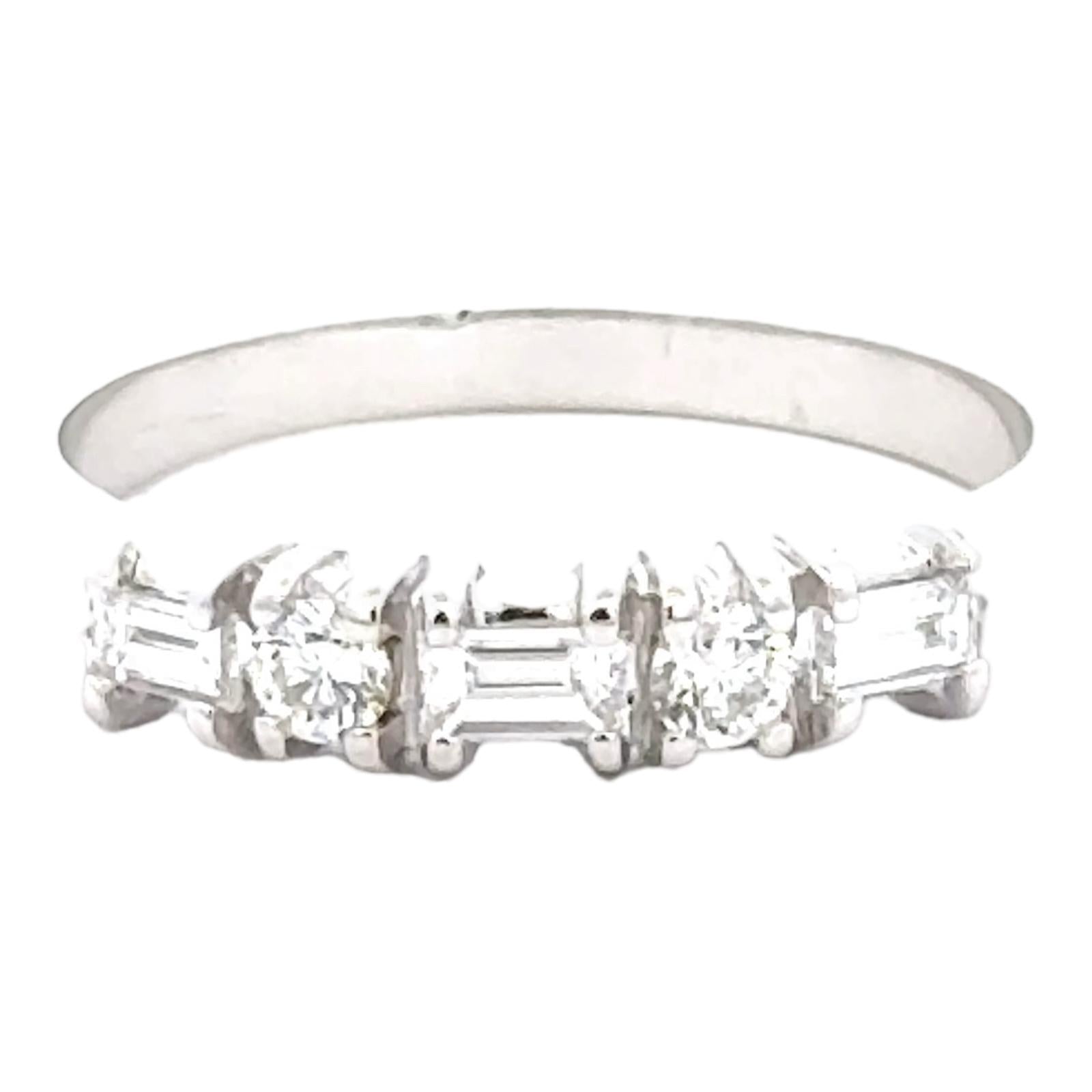 Diamond Dot Dash 14 Karat White Gold Wedding Band Ring