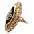Victorian Opal & Onyx 14 Karat Yellow Gold Navette Antique Ring