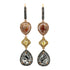Rose and Round Brilliant Cut Diamond 18 Karat Yellow Gold Drop Earrings Modern