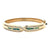 Diamond Opal Inlay 14 Karat Yellow Gold Hinged Bangle Bracelet