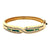 Diamond Opal Inlay 14 Karat Yellow Gold Hinged Bangle Bracelet
